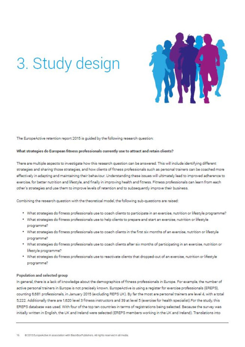 EuropeActive Retention Report 2015: Strategies of fitness professionals to attract and retain clients