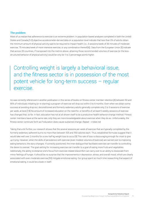 EuropeActive Retention Report 2017: Empowering Weight Loss through the Psychosocial Benefits of Exercise