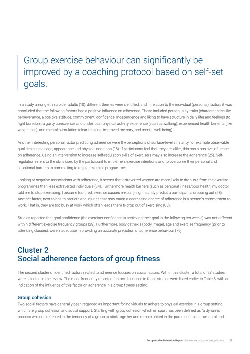 EuropeActive Retention Report 2016: Adherence factors of group fitness