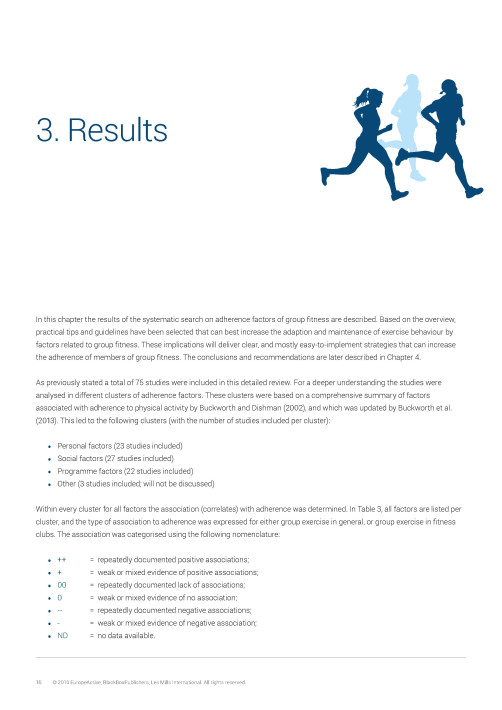 EuropeActive Retention Report 2016: Adherence factors of group fitness