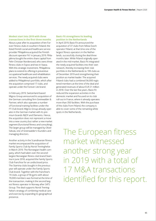 European Health & Fitness Market Report 2020 - EBOOK