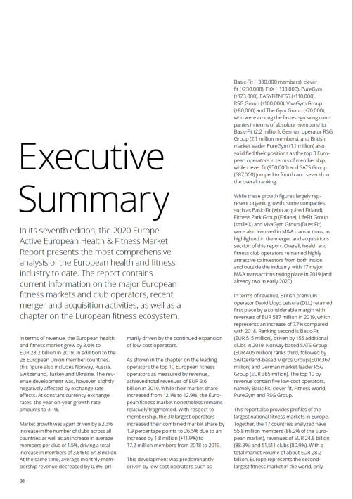 European Health & Fitness Market Report 2020