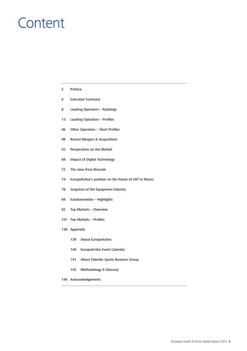 European Health and Fitness Market Report 2015